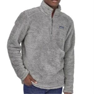 PATAGONIA Los Gatos Large Gray 1/4 Zip Sherpa Fleece Pullover Excellent Cond